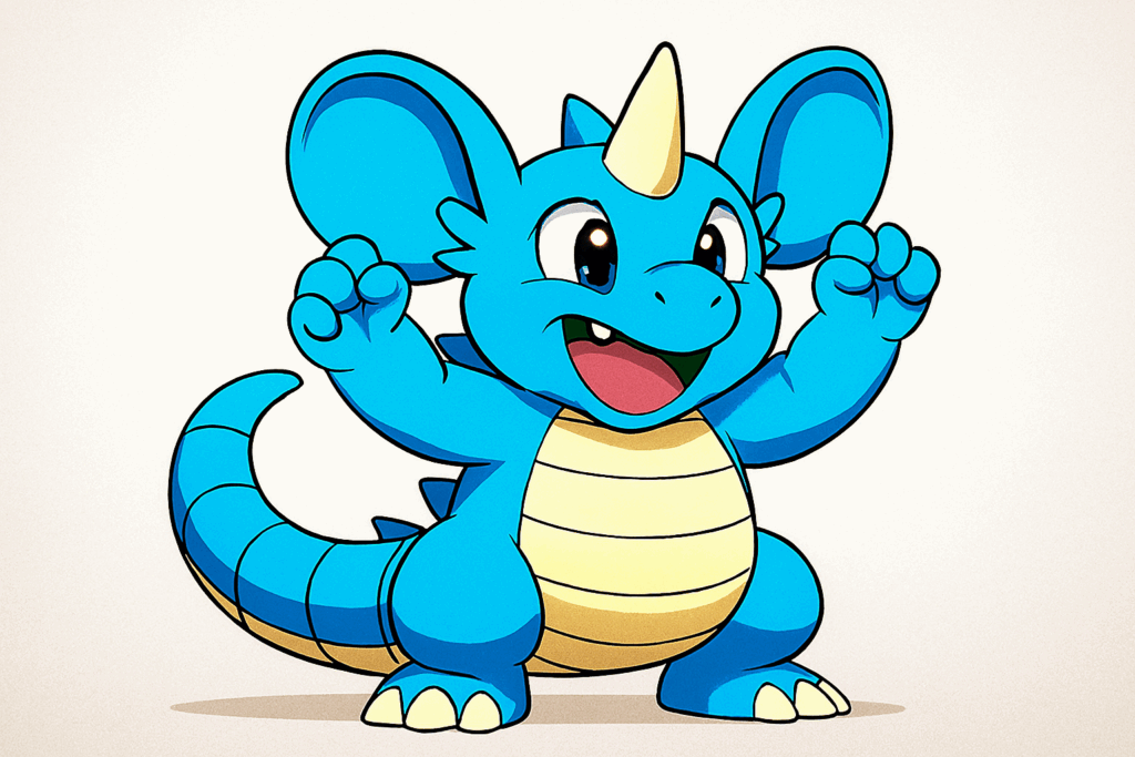 両手を上げているニドクイン風モンスターのイラスト