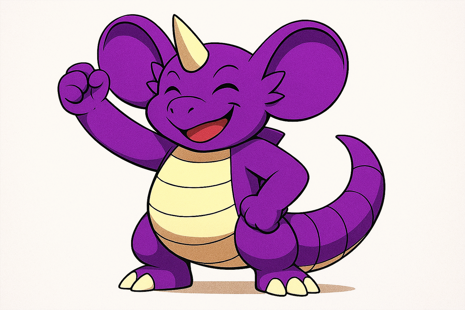 片手を突きあげるニドキング風モンスターのイラスト