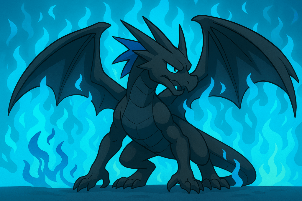 メガリザードンX風モンスターのイラスト