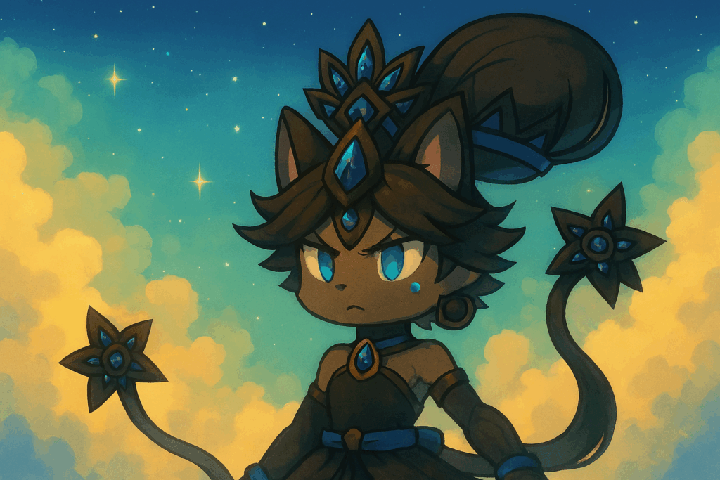 険しい顔をした黒イズ風キャラクターのイラスト