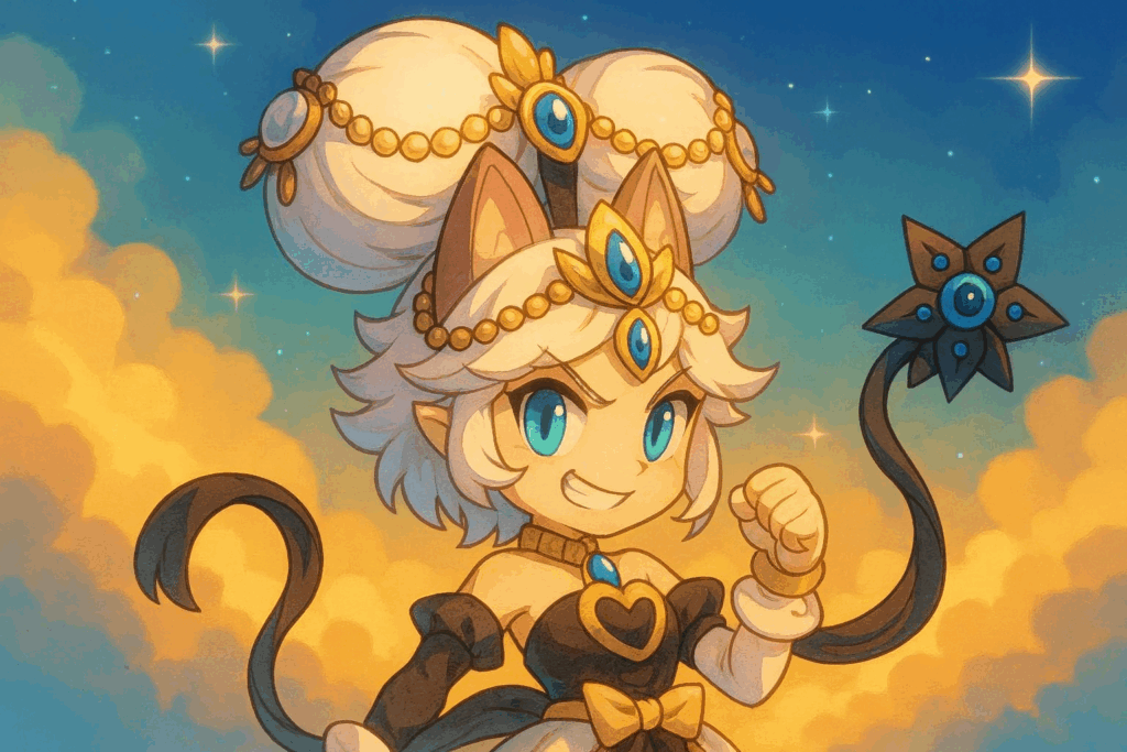 自信ありげな白イズ風キャラクターのイラスト