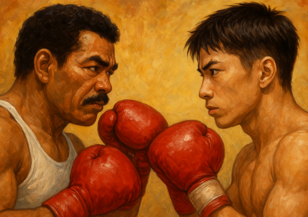 具志堅用高選手と井上尚弥選手をイメージしたボクサーが対峙している画像