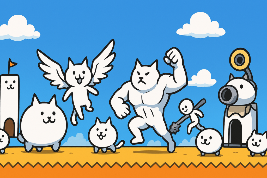 にゃんこ大戦争のステージをイメージしたイラスト