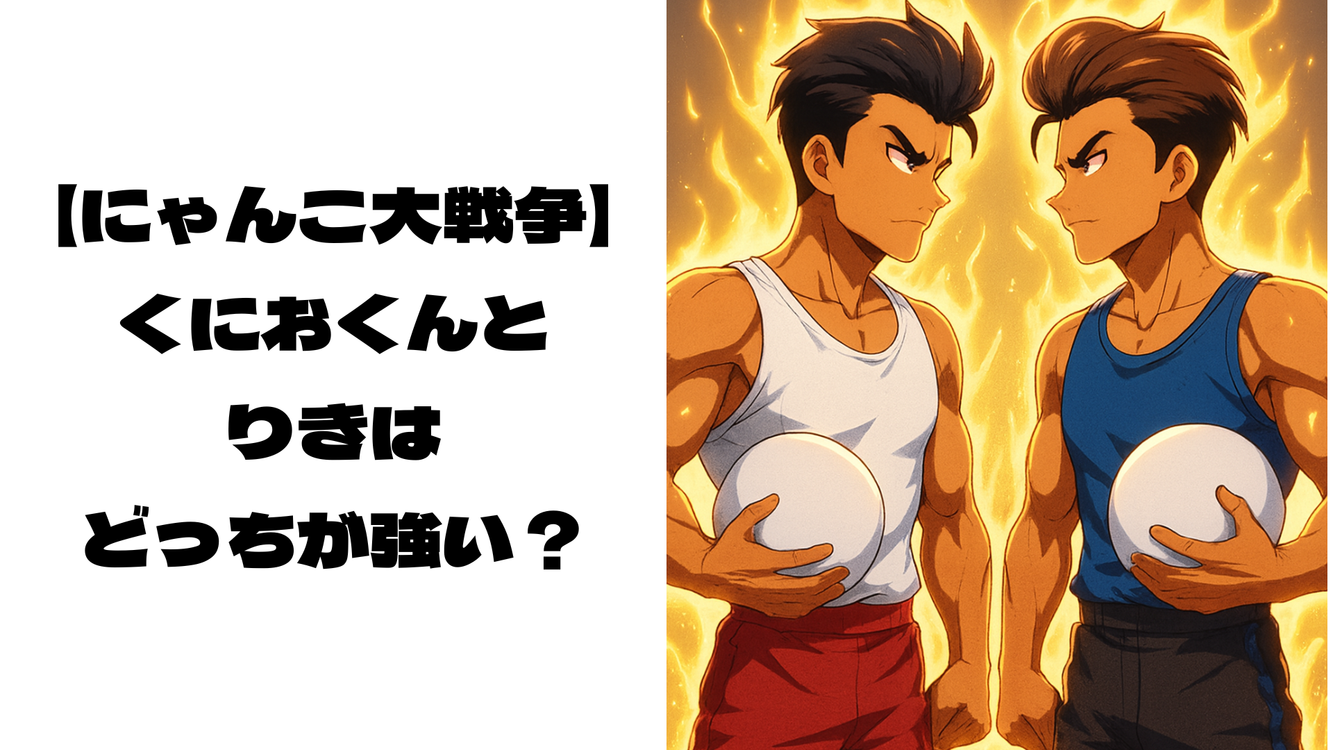 にらみ合うくにおくんとりき風キャラクター