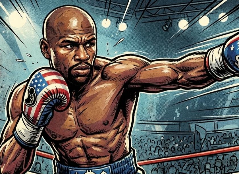 メイウェザー選手をイメージしたボクサーの画像
