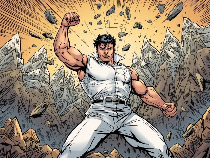 偽の若き日のガープが山８つを破壊しているイラスト