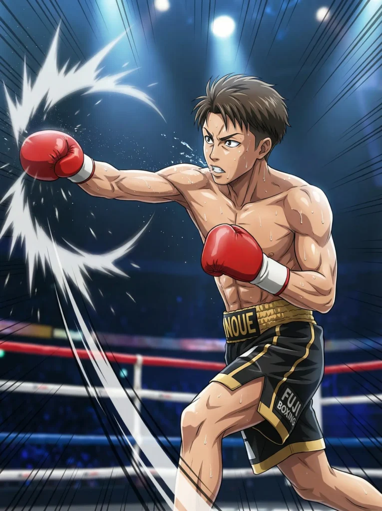 井上尚弥のボクシングアクションショットイラスト
