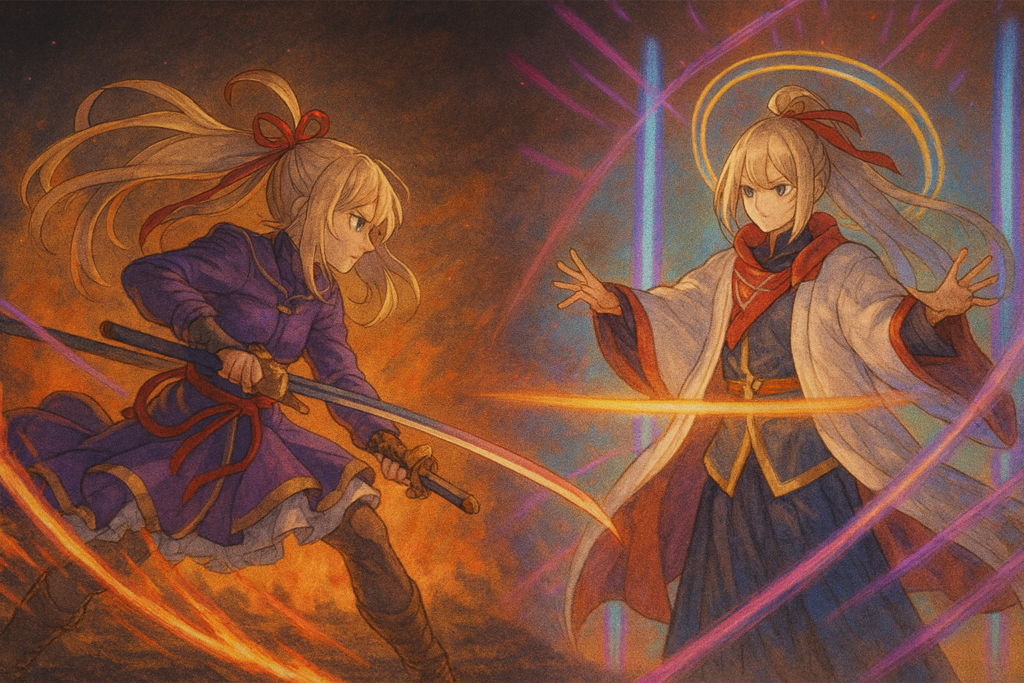 モンストのマサムネ使命と約束が対峙しているイメージ画像