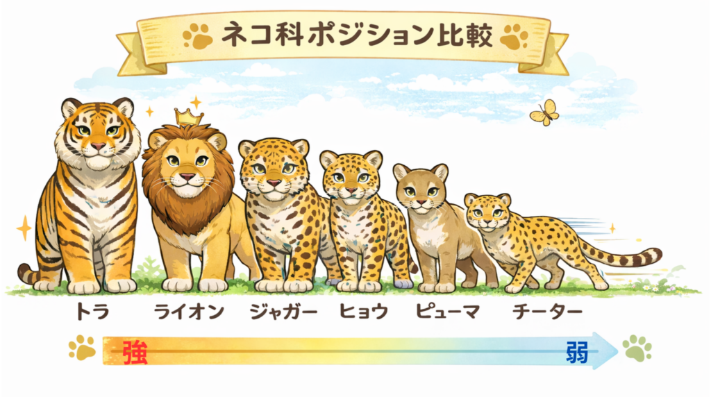 ネコ科動物の強さランキングのイラスト画像
