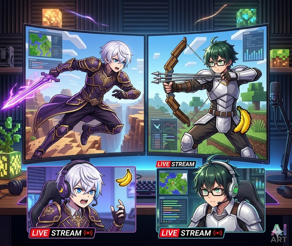 ゲーム実況するルザクとおんりーをイメージした画像
