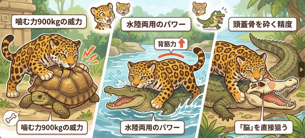 ジャガーの強さを説明するイラスト画像