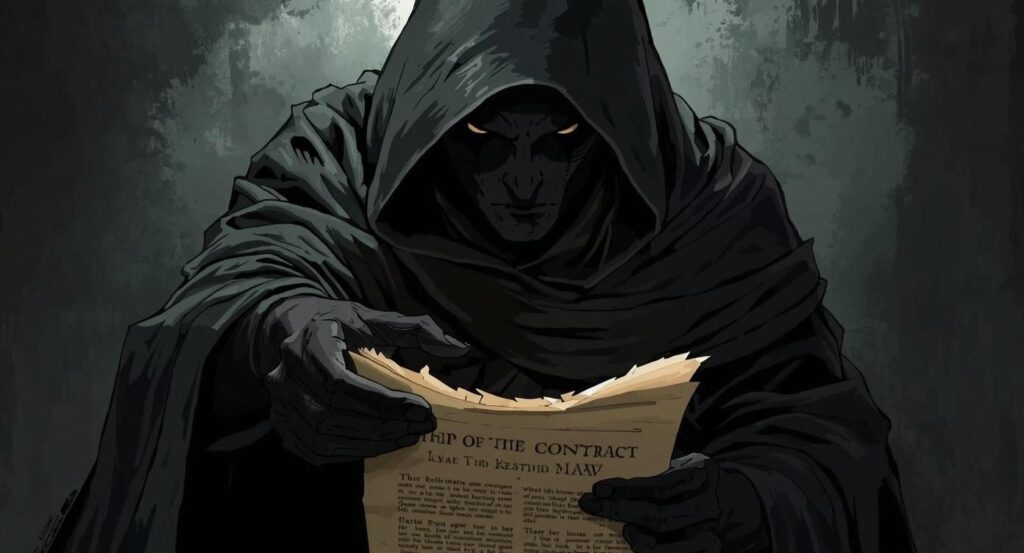 偽イム様との契約をしているイメージ画像