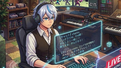 チャットのみで撮影に参加するルザクをイメージした画像