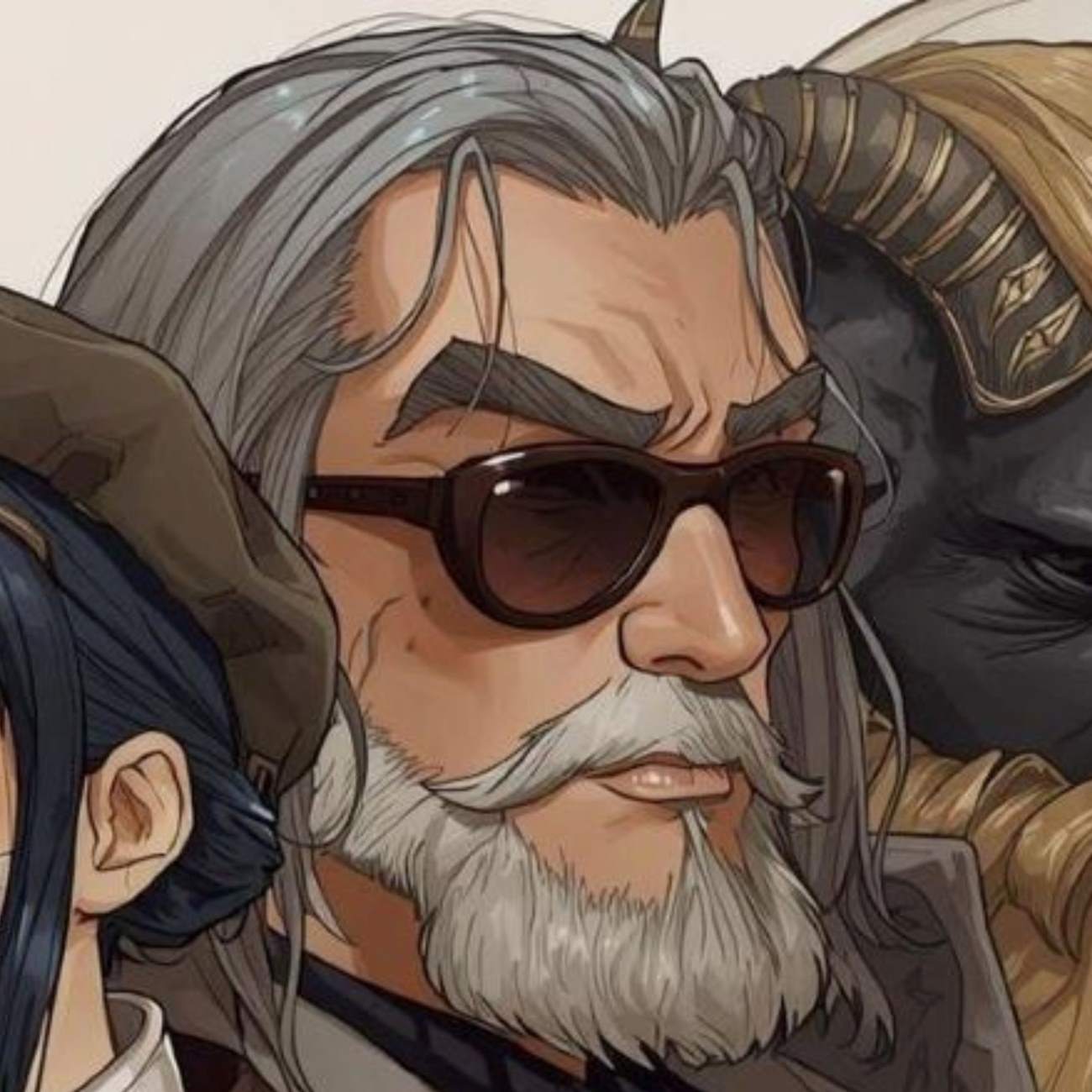 サングラスをかけた中年男性の偽ソマーズ聖